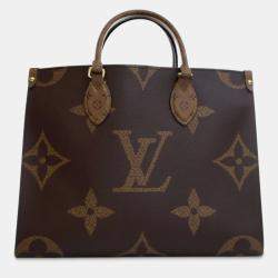 Pre Owned حقيبة لوي فيتون مونوجرام عكسي عملاق بني OnTheGo كبير