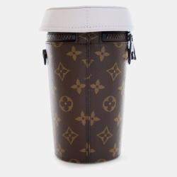 مملوكة مسبقًا Louis Vuitton Brown White Monogram Coffee Cup Pouch