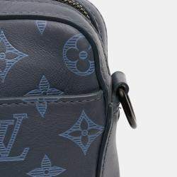 Pre Owned Louis Vuitton Blue Monogram Shadow Duo Messenger
