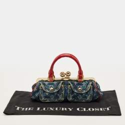 مملوكة مسبقًا حقيبة لويس فيتون فيرمور جي إم جينز مونوجرامي أزرق/أحمر وتمساح