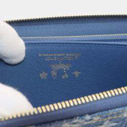 مملوكة مسبقًا محفظة لويس فيتون زيبى دينيم أزرق مونوجرام كرز دينيم