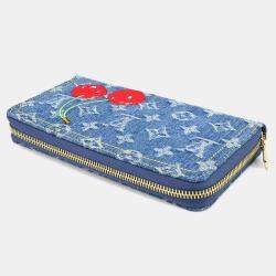 مملوكة مسبقًا محفظة لويس فيتون زيبى دينيم أزرق مونوجرام كرز دينيم
