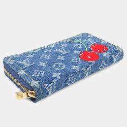 مملوكة مسبقًا محفظة لويس فيتون زيبى دينيم أزرق مونوجرام كرز دينيم