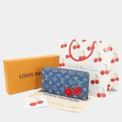 مملوكة مسبقًا محفظة لويس فيتون زيبى دينيم أزرق مونوجرام كرز دينيم