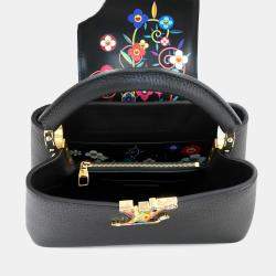 Pre Owned Louis Vuitton Capucines BB Takashi Murakami Noir Taurillon Leather Handbag