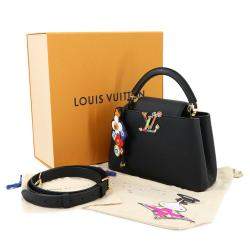 Pre Owned Louis Vuitton Capucines BB Takashi Murakami Noir Taurillon Leather Handbag