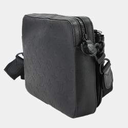 Pre Owned Louis Vuitton Trio Messenger Noir Monogram Shadow Leather Shoulder Bag