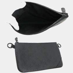 Pre Owned Louis Vuitton Trio Messenger Noir Monogram Shadow Leather Shoulder Bag