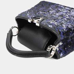 مملوكة مسبقًا Louis Vuitton Capucines Mini Black/Navy Taurillon Leatherand Sequins Satchel Bag