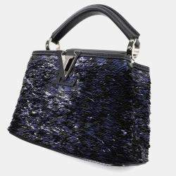 مملوكة مسبقًا Louis Vuitton Capucines Mini Black/Navy Taurillon Leatherand Sequins Satchel Bag
