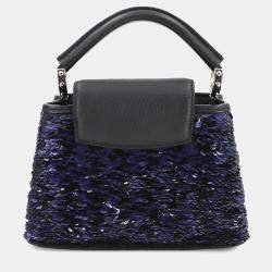 مملوكة مسبقًا Louis Vuitton Capucines Mini Black/Navy Taurillon Leatherand Sequins Satchel Bag