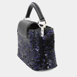 مملوكة مسبقًا Louis Vuitton Capucines Mini Black/Navy Taurillon Leatherand Sequins Satchel Bag