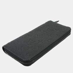 Pre Owned Louis Vuitton Zippy Wallet Vertical Black Monogram Taurillon Leather Wallet