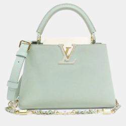Pre Owned Louis Vuitton Capucines BB Green Leather Handbag