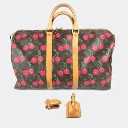 مملوكة مسبقًا حقيبة سفر لويس فويتون مونوغرام الكرز كيبول 45 تاكا شي موراكامي قماش بني