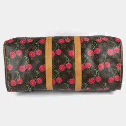 مملوكة مسبقًا حقيبة سفر لويس فويتون مونوغرام الكرز كيبول 45 تاكا شي موراكامي قماش بني