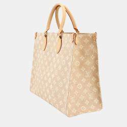 Pre Owned Louis Vuitton Travel With On The Go Organizer Tote Shoulder Bag Beige