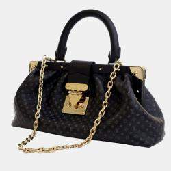 Pre Owned Louis Vuitton Black Embossed Calfskin Nanogram Satchel