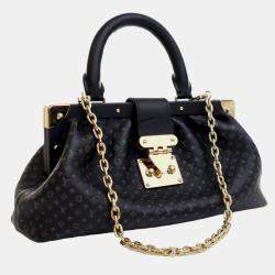 Pre Owned Louis Vuitton Black Embossed Calfskin Nanogram Satchel