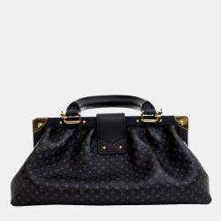Pre Owned Louis Vuitton Black Embossed Calfskin Nanogram Satchel