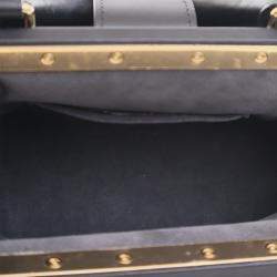 Pre Owned Louis Vuitton Black Embossed Calfskin Nanogram Satchel