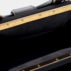 Pre Owned Louis Vuitton Black Embossed Calfskin Nanogram Satchel