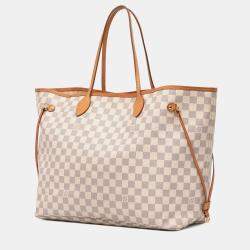 Pre Owned Louis Vuitton White Damier Azur Neverfull GM