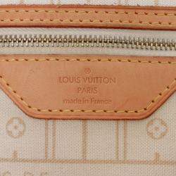 Pre Owned Louis Vuitton White Damier Azur Neverfull GM