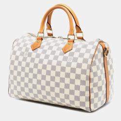 Pre Owned Louis Vuitton White Damier Azur Speedy Bandouliere 30