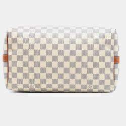 Pre Owned Louis Vuitton White Damier Azur Speedy Bandouliere 30