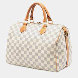 Pre Owned Louis Vuitton White Damier Azur Speedy Bandouliere 30