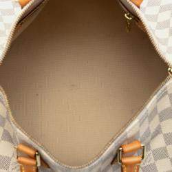 Pre Owned Louis Vuitton White Damier Azur Speedy Bandouliere 30