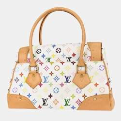 Pre Owned Louis Vuitton White Multicolor Beverly Gm Handbag