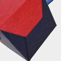 Pre Owned Louis Vuitton Navy Red Epi Bleecker Box Handbag