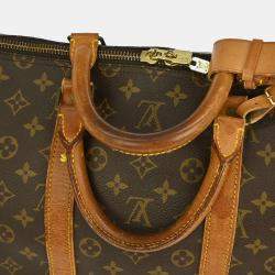 Pre Owned Louis Vuitton Keepall 55 Brown Monogram Canvas Duffel Bag
