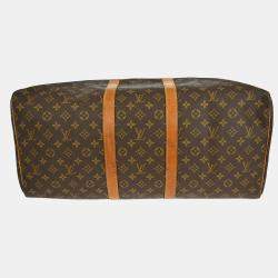 Pre Owned Louis Vuitton Keepall 55 Brown Monogram Canvas Duffel Bag