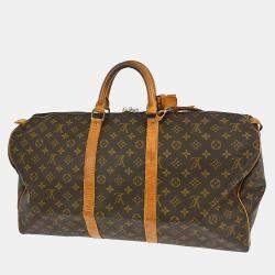 Pre Owned Louis Vuitton Keepall 55 Brown Monogram Canvas Duffel Bag