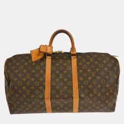 Pre Owned Louis Vuitton Keepall 55 Brown Monogram Canvas Duffel Bag