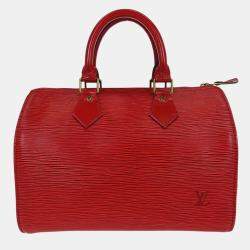 Pre Owned Louis Vuitton Red Epi Speedy 25 Handbag