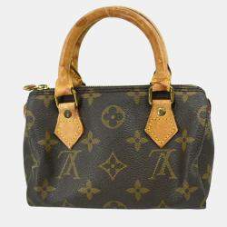 Pre Owned Louis Vuitton Speedy Mini Brown Monogram Canvas Top Handle Bag