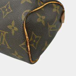 Pre Owned Louis Vuitton Speedy Mini Brown Monogram Canvas Top Handle Bag