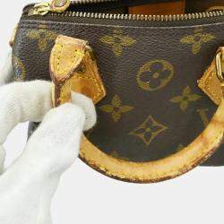 Pre Owned Louis Vuitton Speedy Mini Brown Monogram Canvas Top Handle Bag