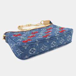Pre Owned Louis Vuitton x Takashi Murakami Pochette Accessoires Monogram Denim Canvas Shoulder Bag