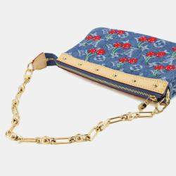 Pre Owned Louis Vuitton x Takashi Murakami Pochette Accessoires Monogram Denim Canvas Shoulder Bag
