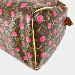 مملوكة مسبقًا Louis Vuitton Monogram Cherry Speedy 25 Bag Mini Boston Handbag Canvas Red