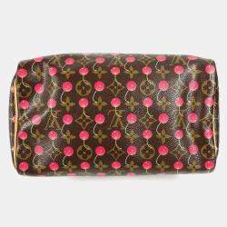 مملوكة مسبقًا Louis Vuitton Monogram Cherry Speedy 25 Bag Mini Boston Handbag Canvas Red