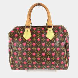 مملوكة مسبقًا Louis Vuitton Monogram Cherry Speedy 25 Bag Mini Boston Handbag Canvas Red