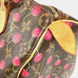 مملوكة مسبقًا Louis Vuitton Monogram Cherry Speedy 25 Bag Mini Boston Handbag Canvas Red