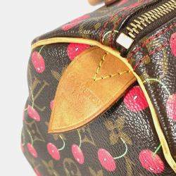 مملوكة مسبقًا Louis Vuitton Monogram Cherry Speedy 25 Bag Mini Boston Handbag Canvas Red