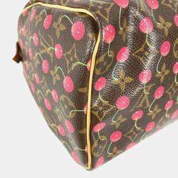 مملوكة مسبقًا Louis Vuitton Monogram Cherry Speedy 25 Bag Mini Boston Handbag Canvas Red